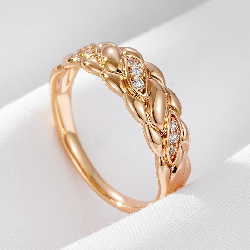 Minimalist Style  Rose Gold Color Ring For Women Mosaic Shiny Natural Zircon Accessories Party Daily Fine Jewelry