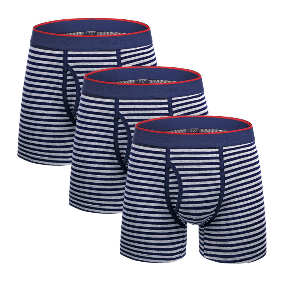

BONITOS 3 шт. мужские трусы с открытой передней частью и принтом, хлопковые мужские боксеры, нижнее белье в полоску для мужчин L