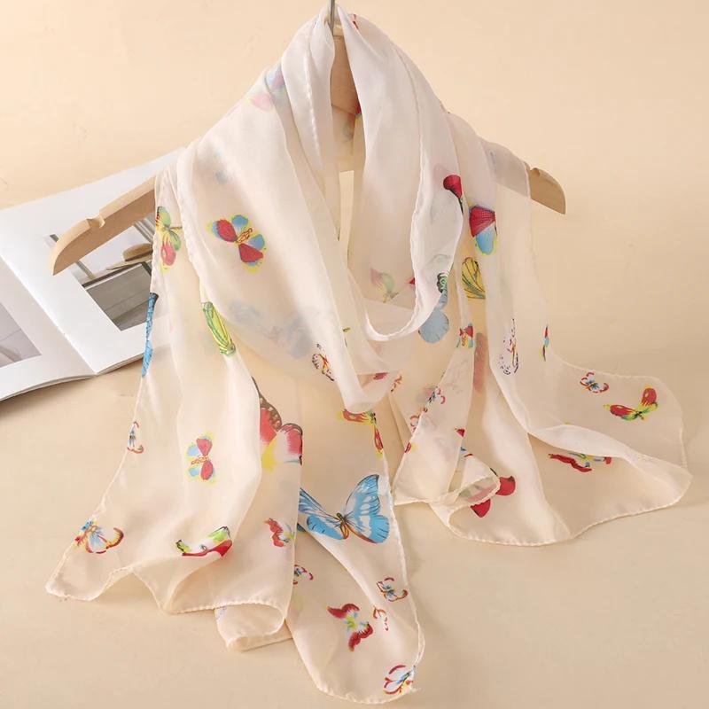 New Print Chiffon Scarf Shawl Women Sunscreen Silk Scarf Turban Long Wrap Beach Travel Outdoor Accessories Trendy Headband