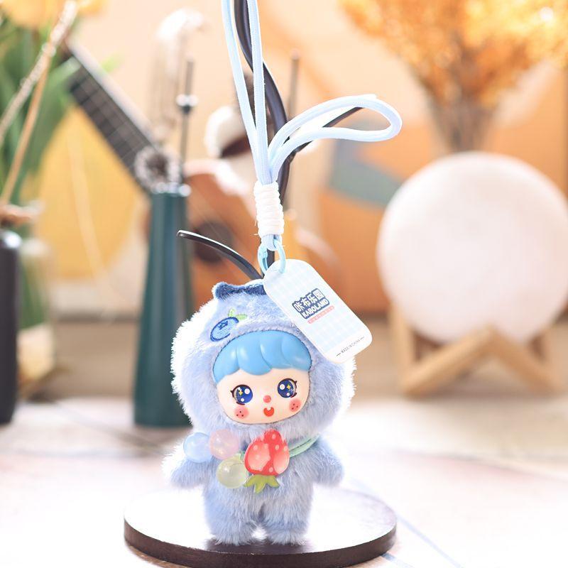 

Cute Soft Fluffy Fruit Vinyl Doll Plush Keychain Toys Pendant Home Ornament Backpack Hangings Stuffed Birthday Gift синий