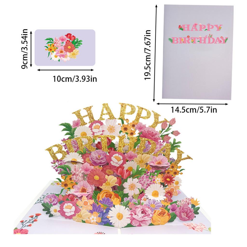 Handmade Invitation Card Mother's Day Greeting Card with Flower Embellishments Mom Birthday Gift Party Supplies