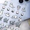 Niedliche Katzen-Linienkunst-Nagelsticker im koreanischen Stil – Gelee-Kleber