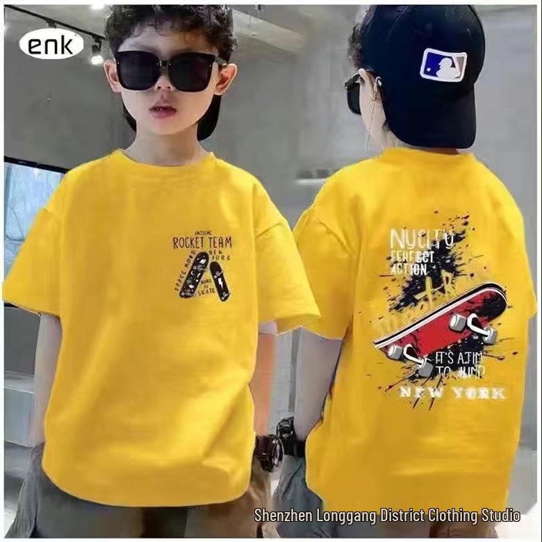 

Класна літня бавовняна дитяча футболка для скейтборду в корейському стилі 140 cm