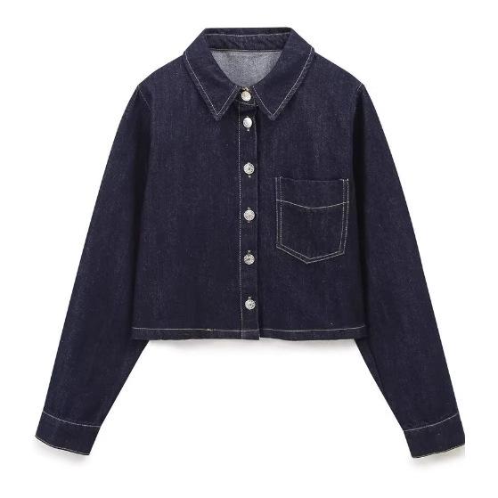 European and American Women's Casual Long-Sleeve Denim Shirt