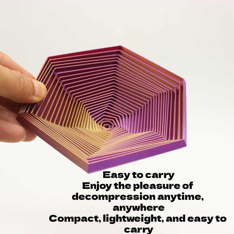 3D spausdintas šešiakampis dėlionės-bokštelis muzikinė dėžutė Iliuzinis besisukantis žaislas streso mažinimui ir dekoravimui Magiška iliuzija dovana suaugusiems