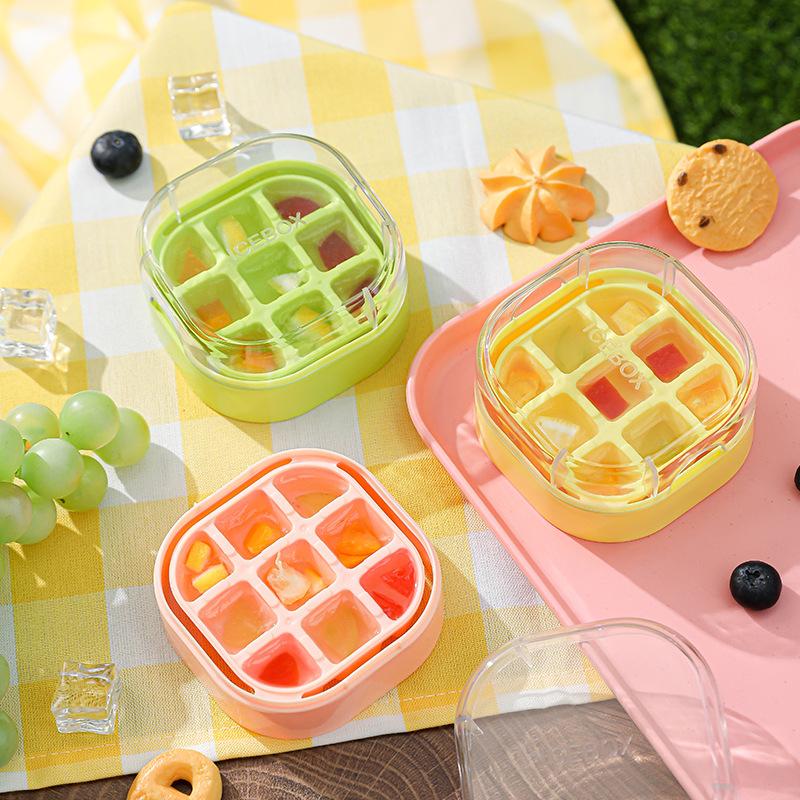 9 Grids Ice Maker Ice Cube Tray With Lid NO TOUCH Silicone Ice Cube Cup For Fridge NO SPILL Ice Mold For Freezer Water Bottle