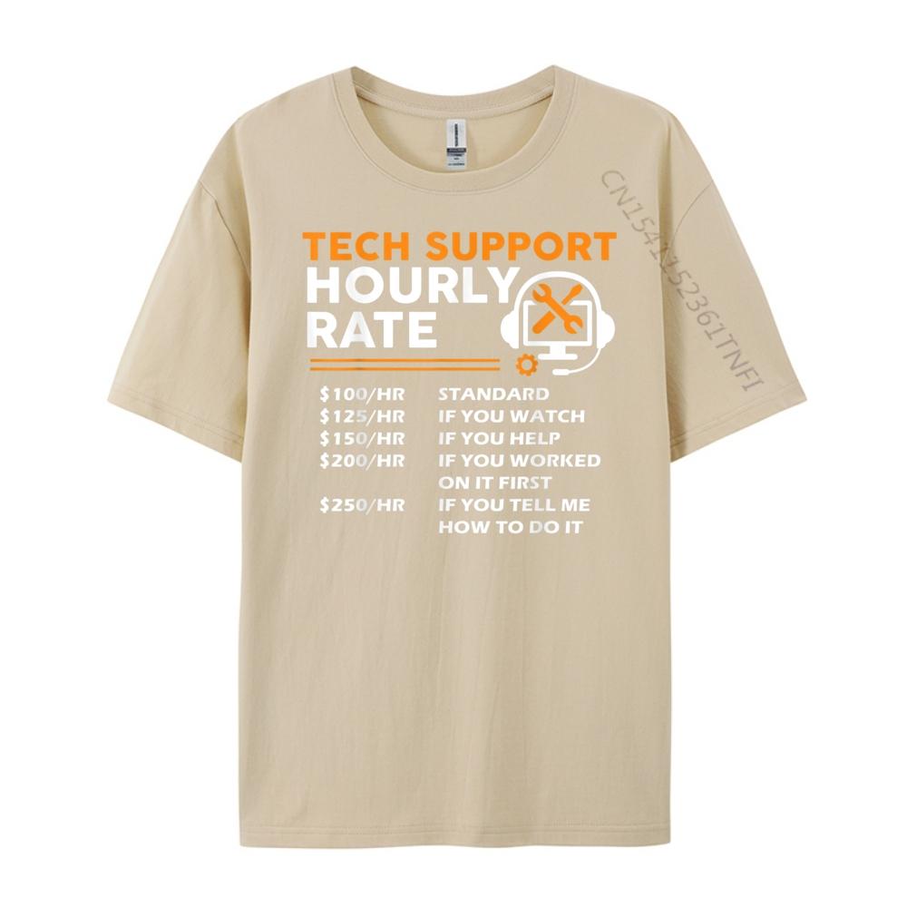 Tech Support Hourly Rate It Engineer Tech Computer Geek Printed Tshirt Short Sleeve Tshirt Figures