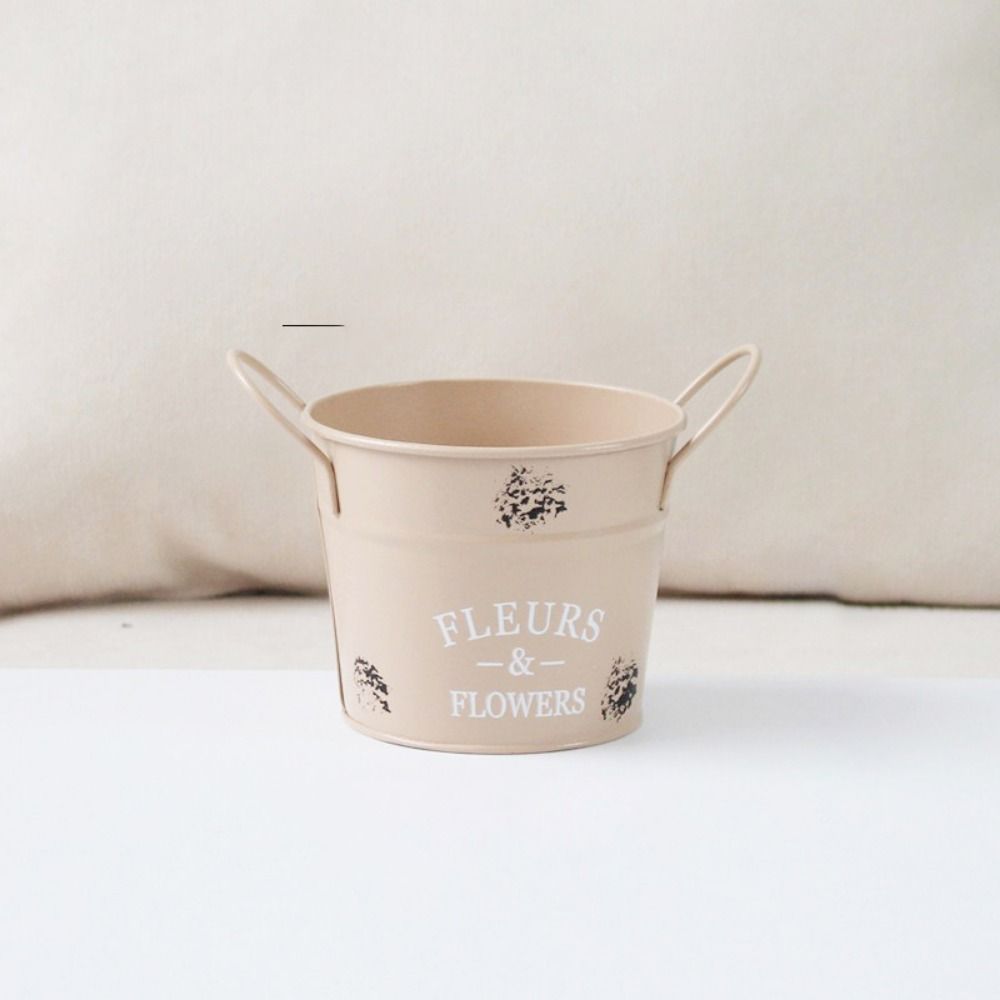 Corrosion-resistant Round Flower Pot Handicraft Flower Bucket Ornament Iron Planter Pot  Desktop