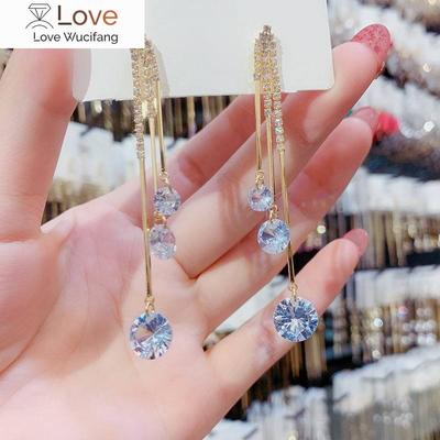 Koreanische Lange Ohrringe Für Frauen Etrendy Schmuck Hochzeit Party Shinning Zirkon Ohrringe Großhandel Bijoux Geschenke