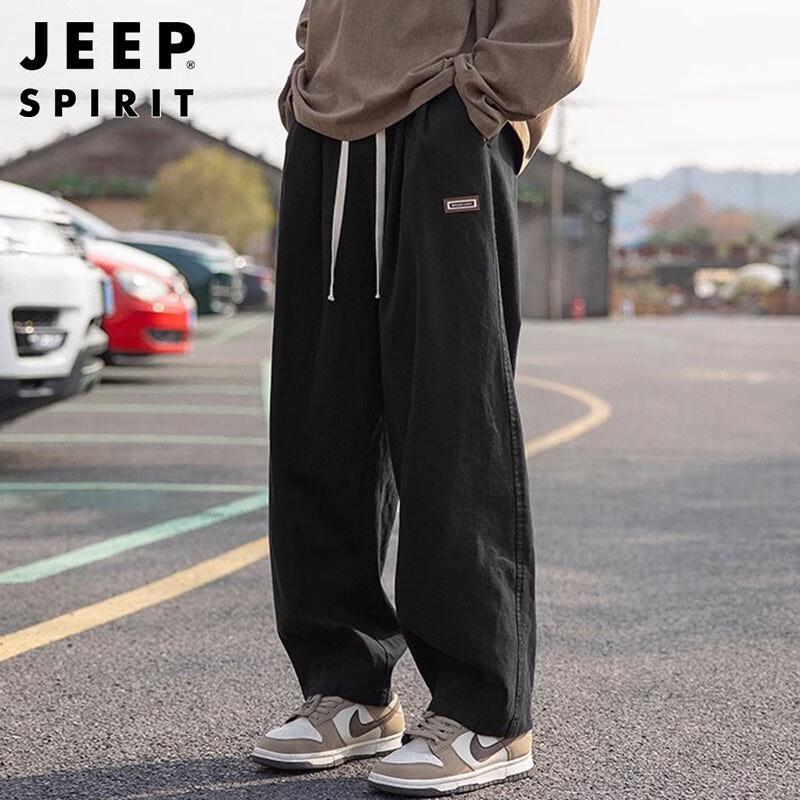 JEEP SPIRIT Men's Loose Wide-Leg Cargo Pants