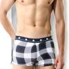 Herren-Shorts, Höschen, atmungsaktive Sport-Shorts mit Karomuster, U-konvexer 3D-Schritt-Unterwäsche, bequem, stylisch, elastischer Bund, breite Boxershorts
