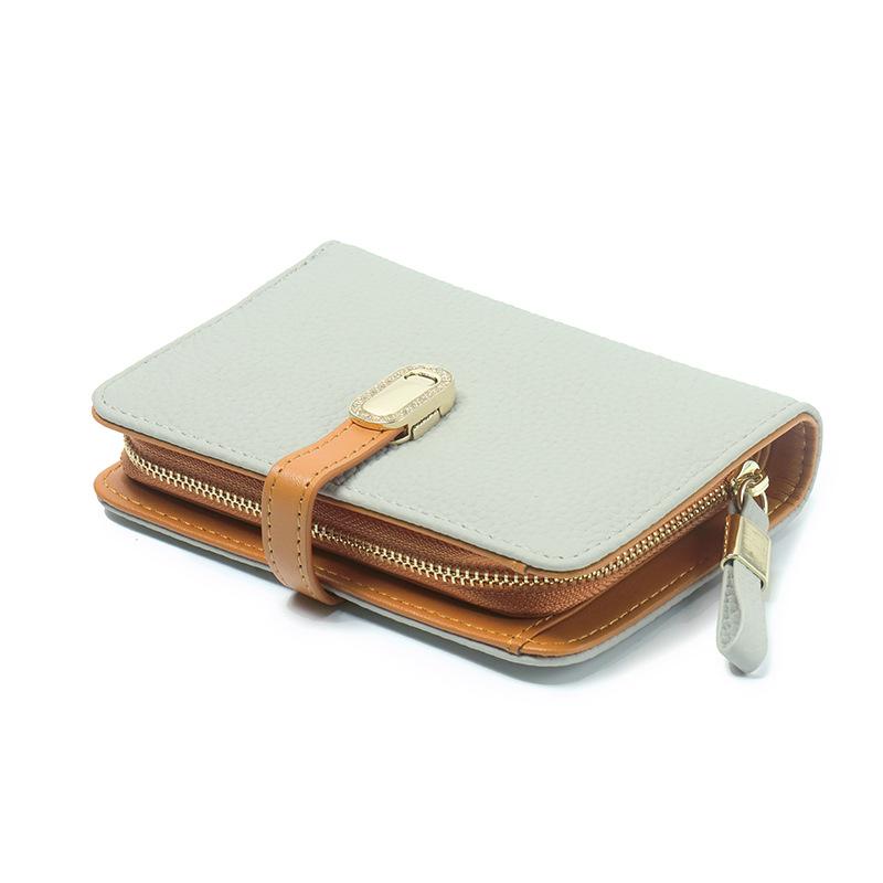 Damenbrieftasche, echtes Leder, große Brieftasche in Kontrastfarbe, erste Schicht Rindsleder, hochwertige Clutch, Brieftasche für mehrere Karten.