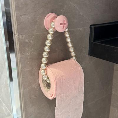 Tissue Holder Wall Mounted Toilet Paper Holder Nail Free Installation Durable Plastic Pearls String Toilet Paper Holder 2025 New