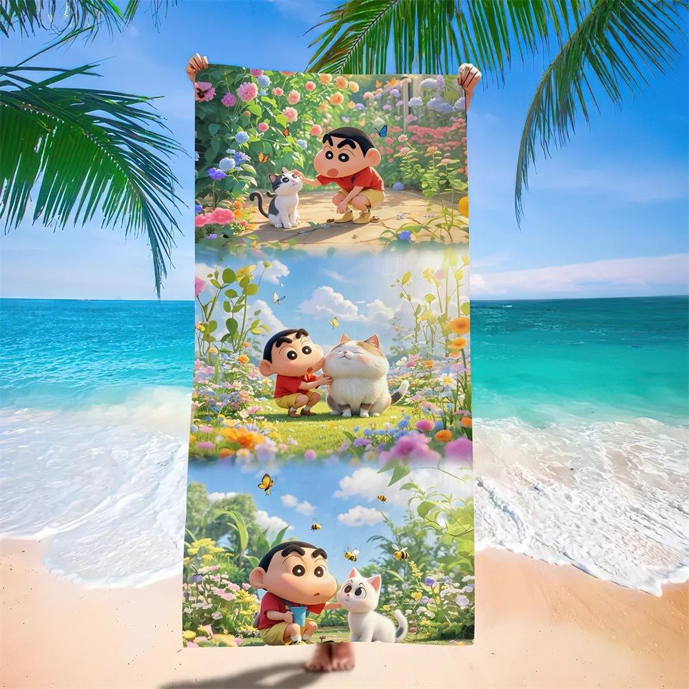 Cute Cartoon Character Printed Microfiber Beach Towel Quick Dry Soft Bath Towel For Kids Swimming