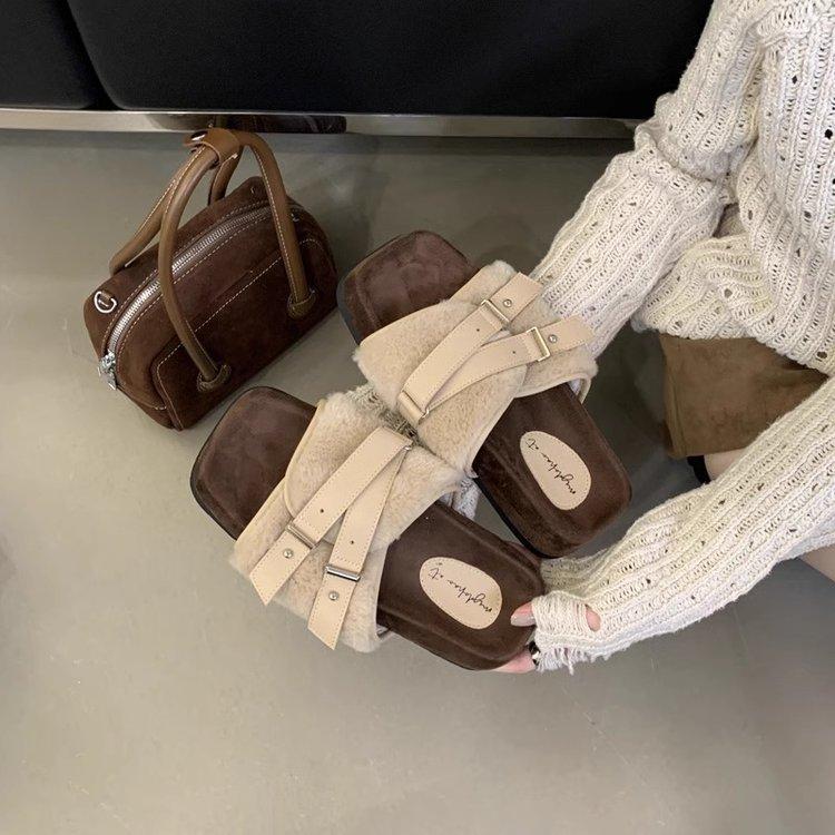 Fashion Flock Open Toe Slippers Women's Shoes Outdoor Slip-on Womens Thick-soled Shoes Hot Selling Leopard Print Women's Slippers