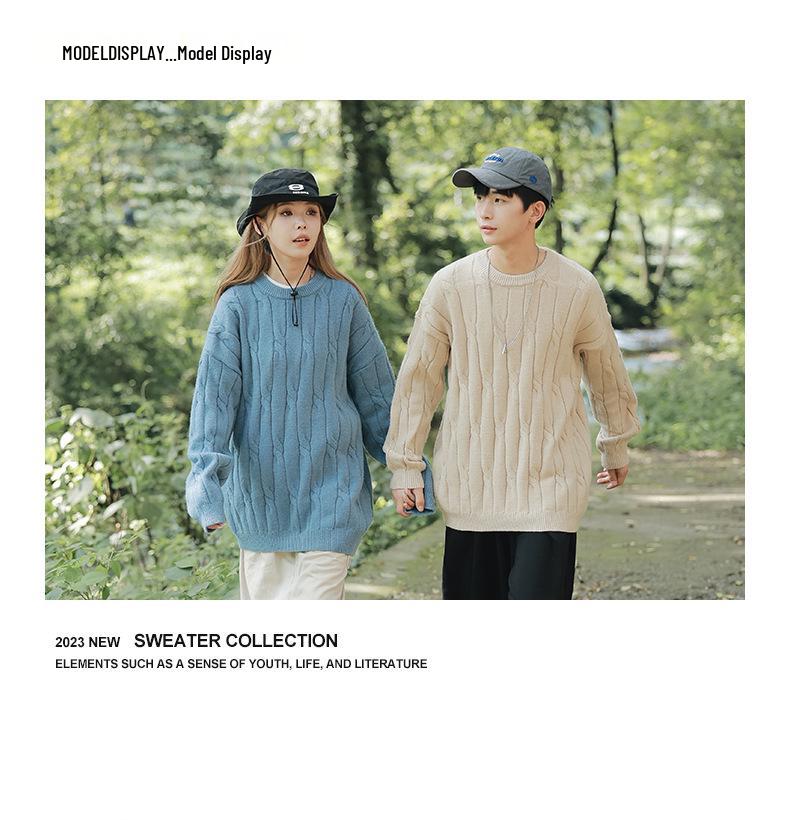 2026 Jugend Japanischer Stil Grobstrick Lockerer Pullover für Herren - Herbst/Winter Langarm Rundhals Trendige Partner Strickware