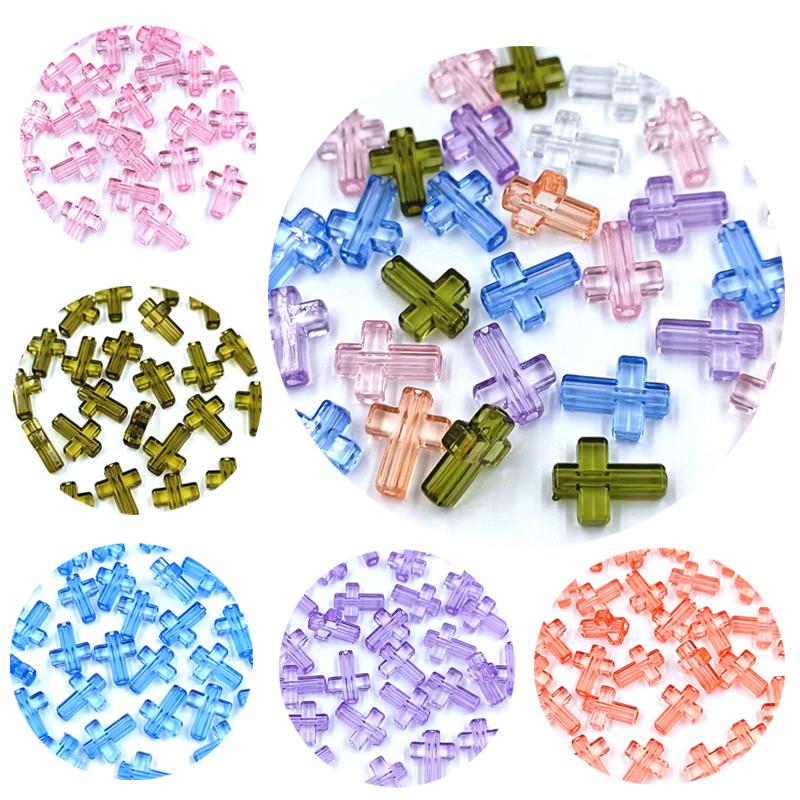 Home Party Supplies for Making DIY Transparent Jewelry Loose Spacer Beads 20Pcs/Pack Acrylic Cross Beads 13*16mm New Accessories