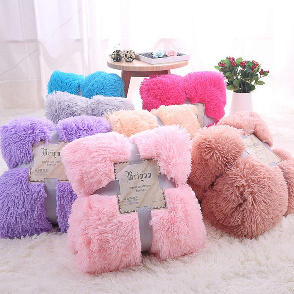 Super Soft Long Shaggy Fuzzy Fur Faux Fur Warm Elegant Cozy With Fluffy Sherpa Throw Blanket