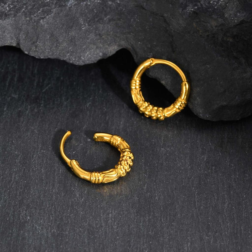 Vnox Stainless Steel Geometric Hoop Earrings for Men Women, Gold Silver Color Anti Allergy Earrings, Hypoallergenic Ear Jewelry