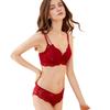 French underwear women's sexy ultra-thin floral lace large size underwear large breasts small anti-sagging bra