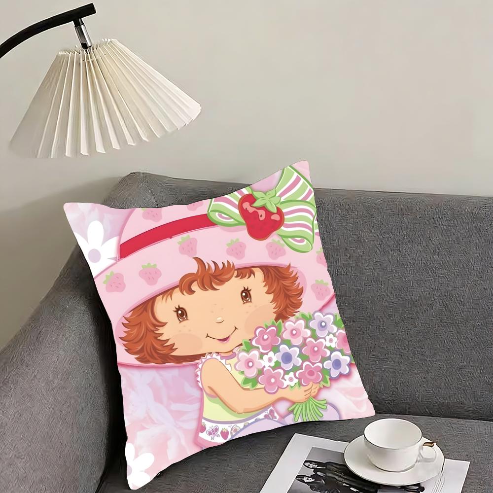 SStrawberry ShortcakeE Cute Cushion Cover Pillowcase Ultra Soft Skin Friendly Fabric Cloud Like Comfort Concealed Zipper