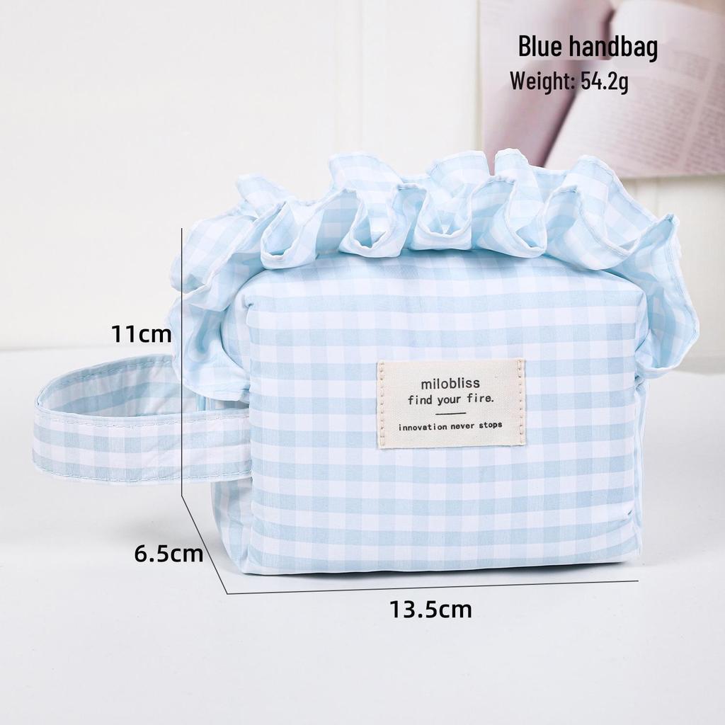 Original Large-Capacity Women's Plaid Pleated Handbag & Makeup Bag