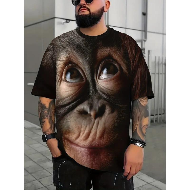 

Футболка с короткими рукавами 3d, мужская летняя тенденция, анималистичный принт, короткий рукав, свободные повседневные футболки с круглым вырезом 3XL