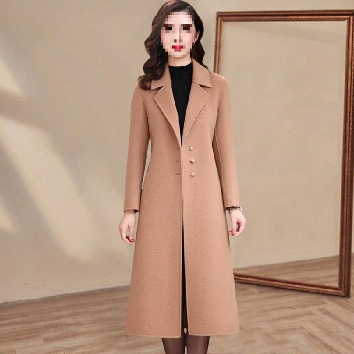 Cappotto Antivento in Lana Snellente da Donna - Sopra il Ginocchio, Caldo, per Primavera, Autunno, Inverno