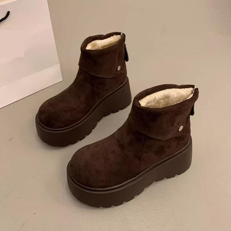 thick-soled snow boots for women's new winter warm and heightening short boots for women's piled and thickened cotton shoes