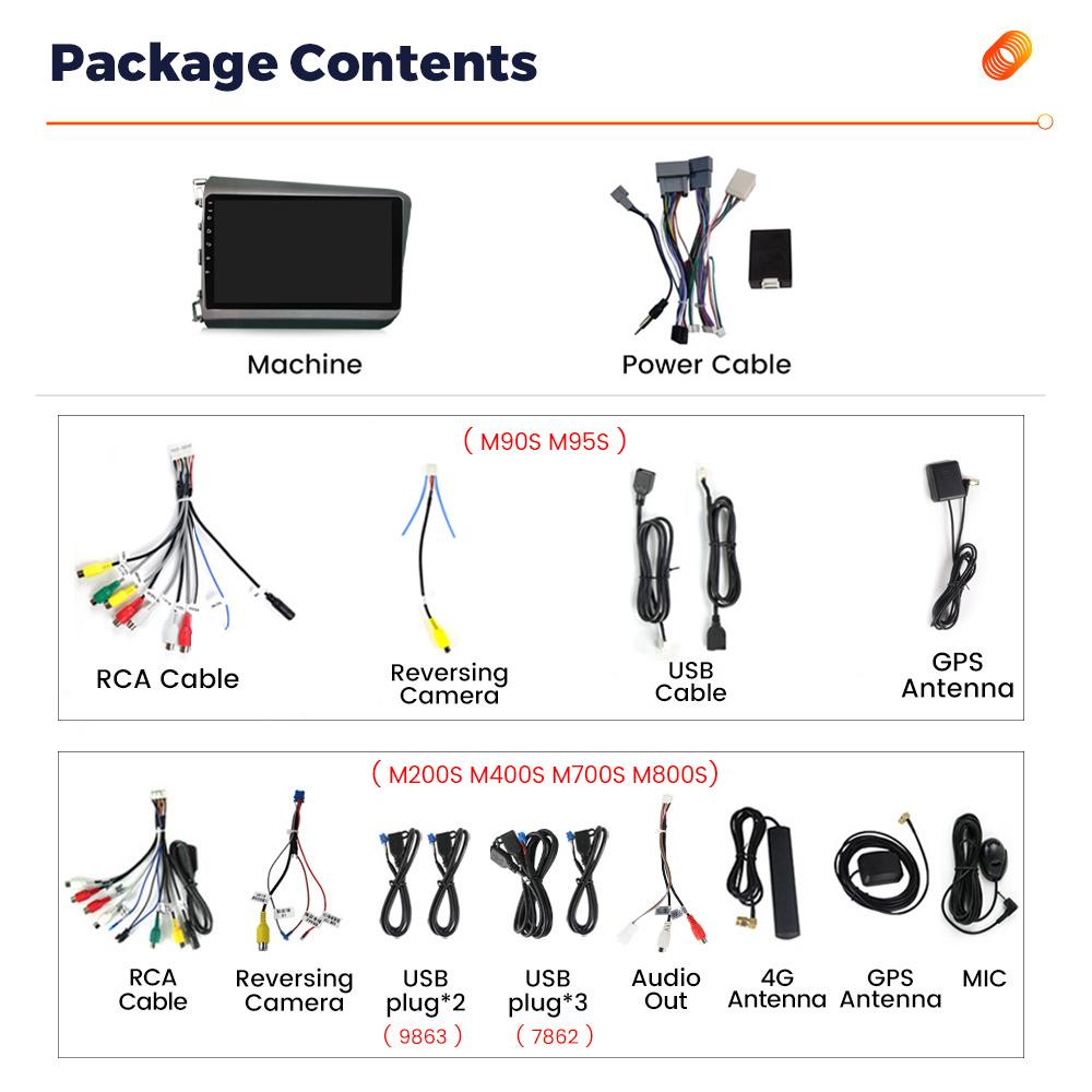 Radio NaviFly 9 inch QLED Wireless Carplay Android Auto Pentru Honda Civic 2012 2013 2014 2015 Sisteme Inteligente Multimedia GPS