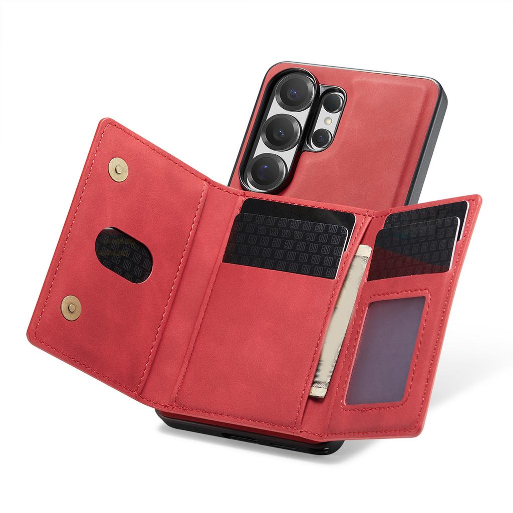 Phone Case Magnetic Detachable Wallet Card Holder Stand Cover Fit for Samsung S26 Series Red S26 Ultra