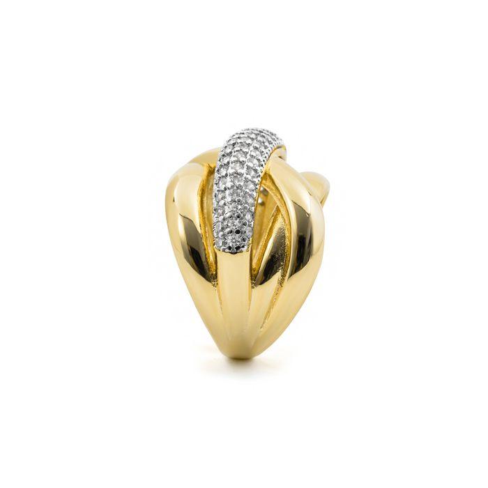 Anneau - LUXENTER - Prukah - Plaqué or 18 carats - Oxyde de zirconium - Largeur 16,4 mm