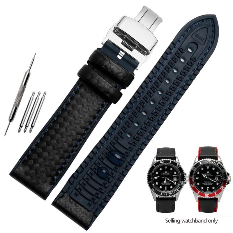 Silikonowy Pasek z Włókna Węglowego Wodoodporny Pasek do Zegarka dla Omega Speed Master Gumowy Zamiennik Męska Bransoleta Pasek 18mm 20mm 22mm 24mm