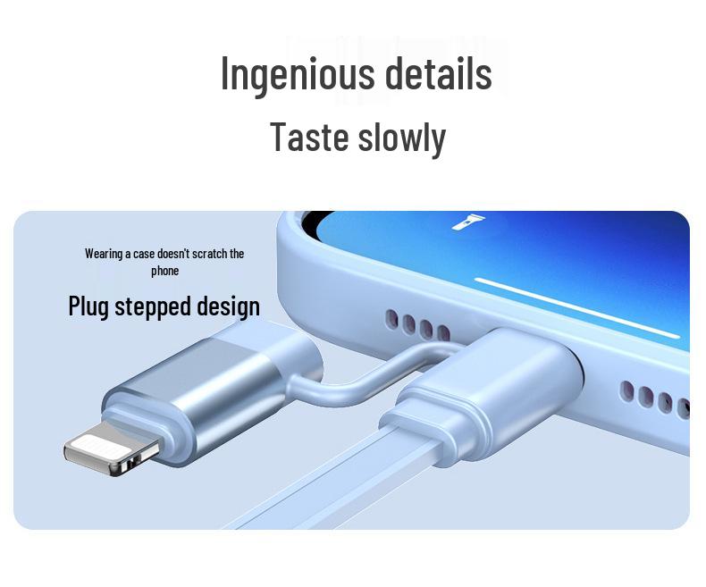 4-in-1 100W Retractable Fast Charging Cable, Compatible with Apple & Huawei.