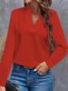 2024 Women's Autumn Casual Simple Solid V-Neck Loose Shirt Top