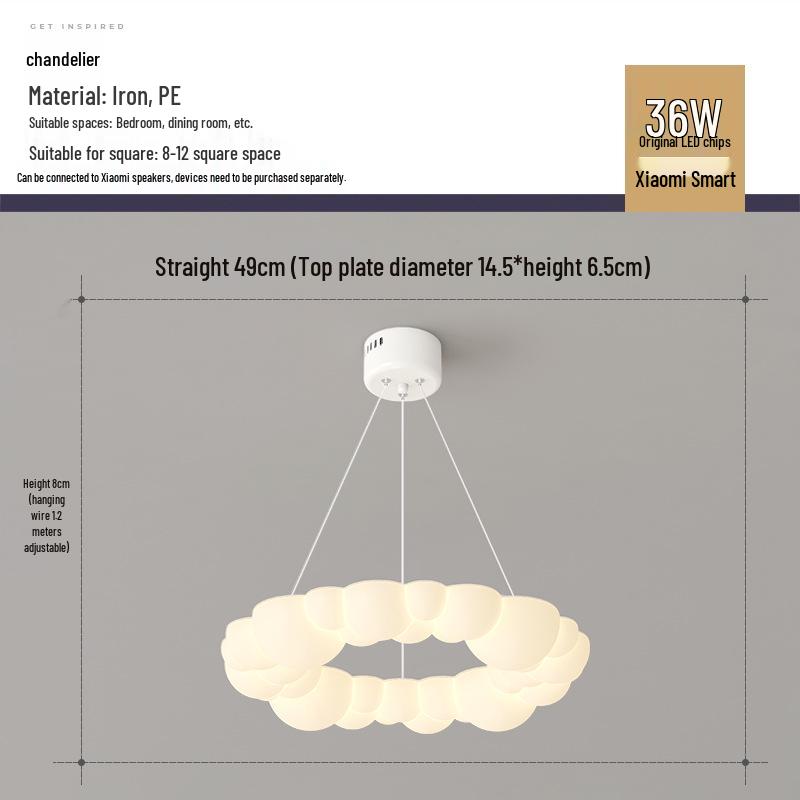 Nordic Modern Minimalist Cream Bubble Ceiling Light for Master Bedroom