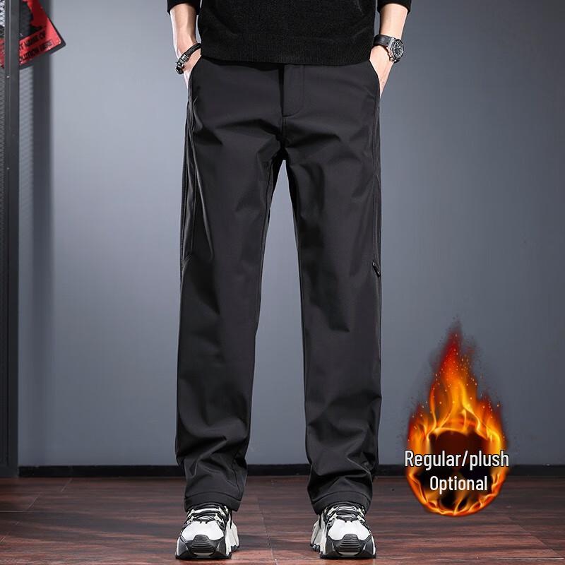 Jie Leinuo Men's Outdoor Water-Resistant Straight Leg Soft Shell Pants