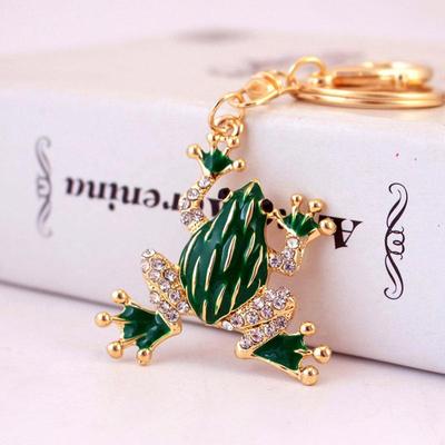 Portachiavi con rana in cristallo verde, accessorio per borsa da donna
