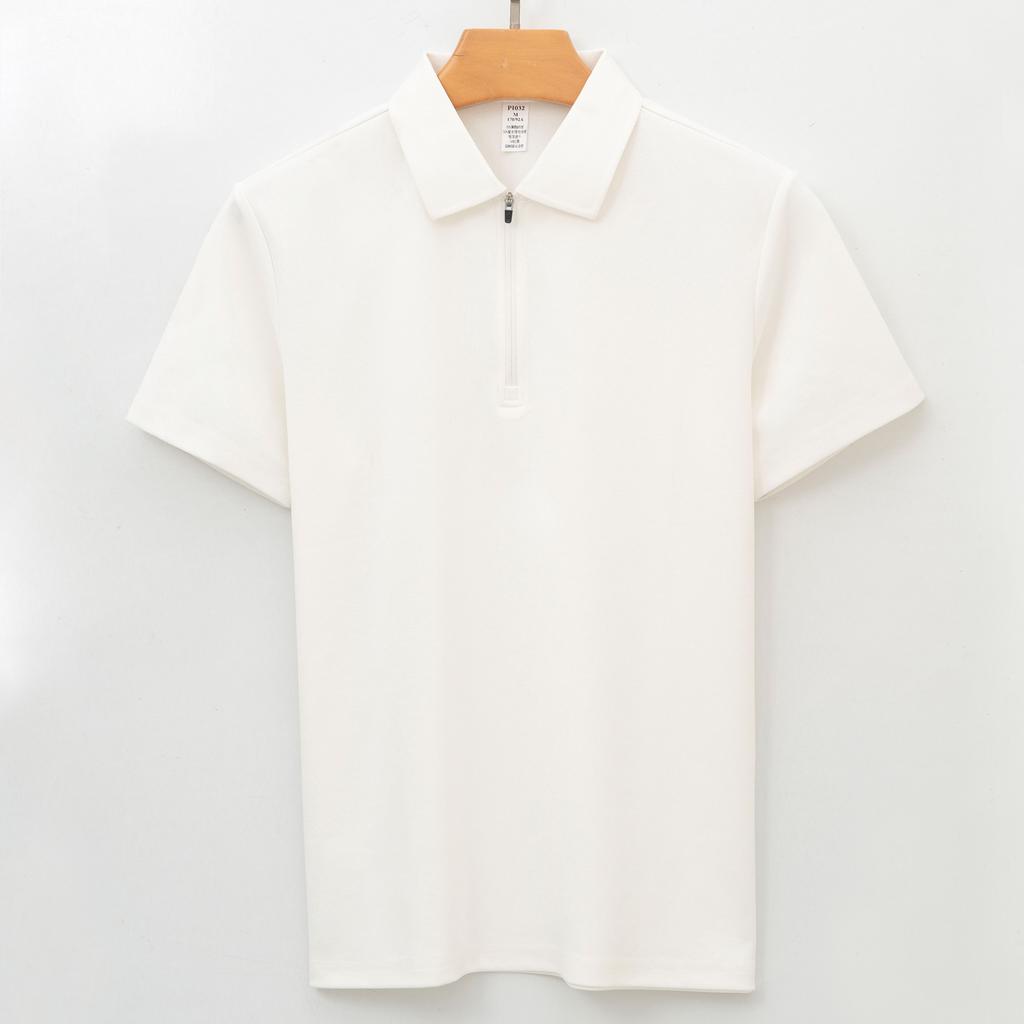Zipper Polo Top for Mens Active Moisture Absorption Quick-drying and Antibacterial Short-sleeved T-shirt Polo Top