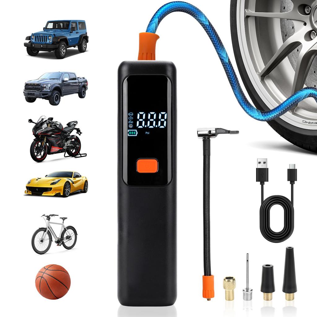 Tire Inflator Portable Compressor, Car Tire With Digital Pressure Gauge, Rechargeable Battery,for Car, SUV, Motorcycle,Ball