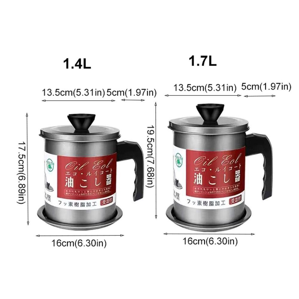 Japanese Style Storage Oil Tank Stainless Steel Grease Container Grease Keeper Lard Can  Household