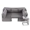 Rattan Sun Island Seating Set, Sofa with Canopy, Footrest, Armchairs, and Table, Outdoor Garden Furniture, Lounge Furniture for Balconies and Gardens,