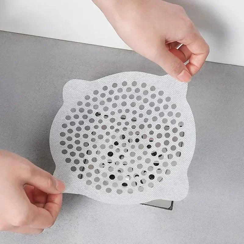 50/5 pezzi adesivi monouso per scarico a pavimento, filtro anti-blocco per lavandino, rete per bagno, doccia, raccogli-capelli, foro per schermo di scarico
