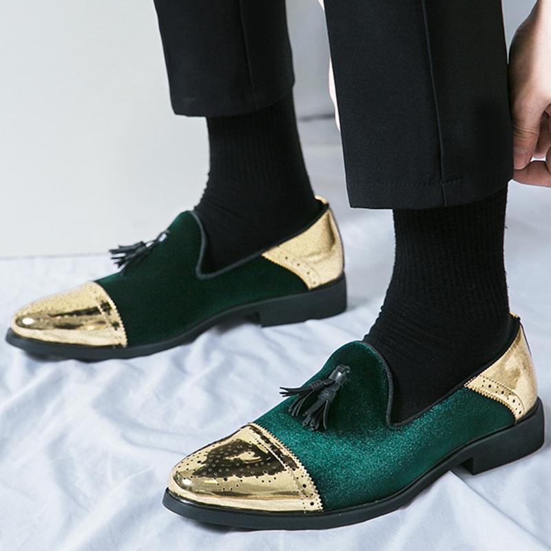 New Designer Fashion Men Velvet Tassels Mixed Casual Brogues Shoes Formal Wedding Dress Homecoming Footwear Zapatos Hombre