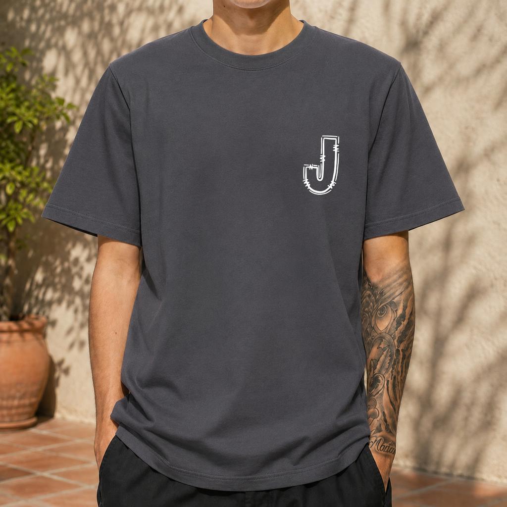 2026 New Cotton Tshirt Vintage Distressed Initial J Pocket Small Logo Print Casual Short Sleeve