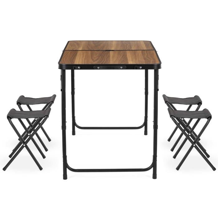 Ensemble camping pliant - SPRINGOS - CS0180 - format valisette - 4 chaises - table réglable 3 hauteurs