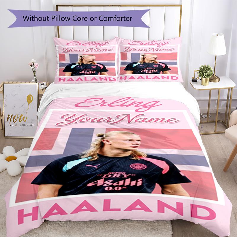 Haaland 45 Customize Your Name Bedding Set Breathable Duvet Cover with Pillowcases Home Decoration Birthday Gift