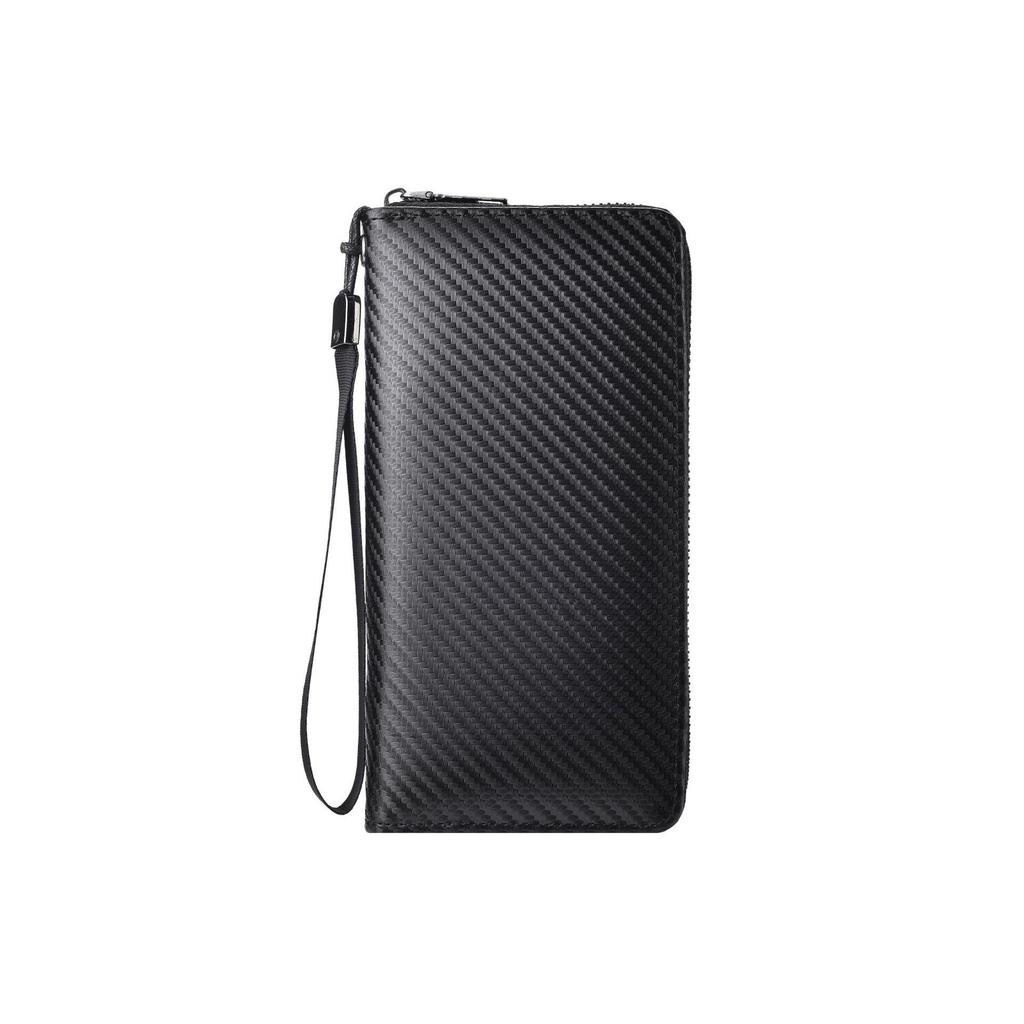 Men's RFID Anti-Theft Carbon Fiber Wallet - Large Capacity with Multi-Card Slots and Coin Purse