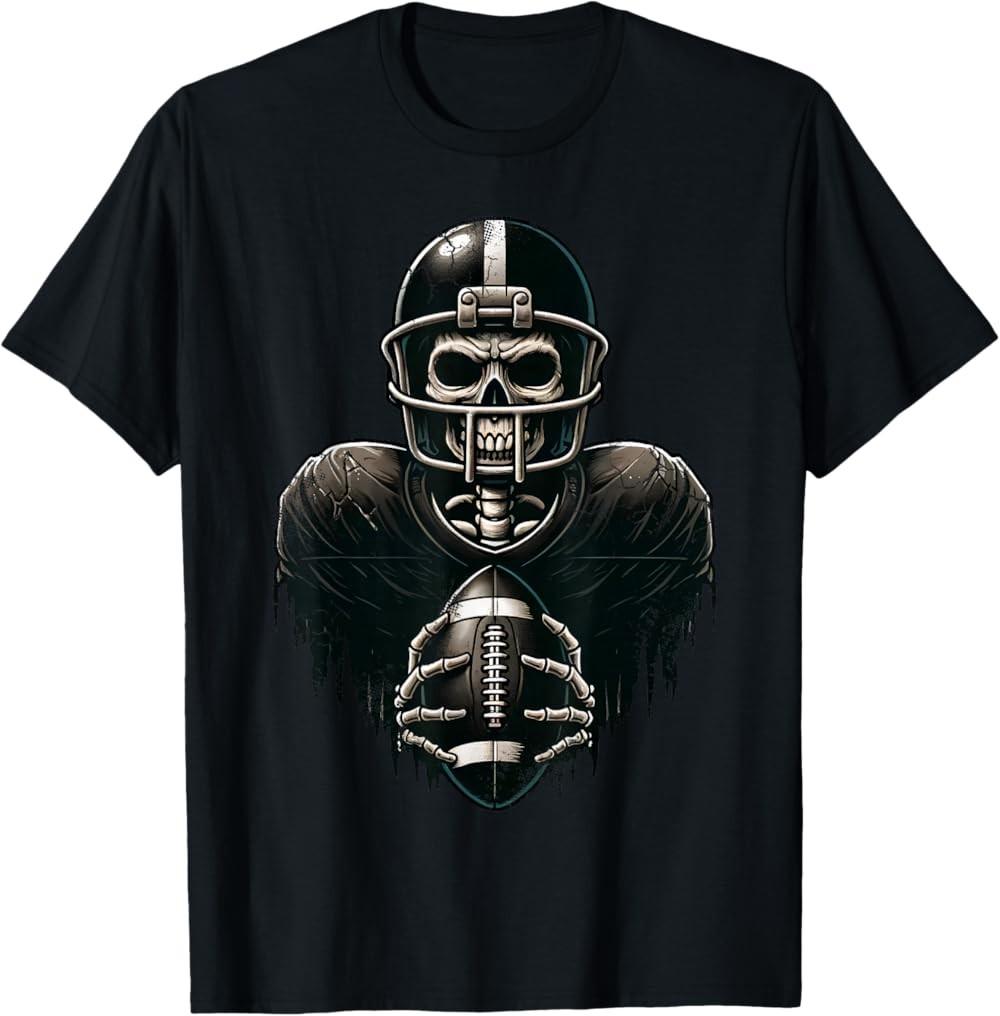 NEW LIMITED Halloween Skeleton Football Player Spooky Sports Graphic T-Shirt S разноцветный