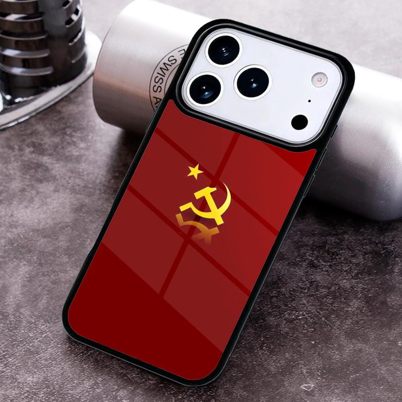 lenin Soviet Union flag Bling Cute Phone Case for iPhone 17 16 15 Pro Max Air 14 13 12 11 Plus Shockproof Capa Cover